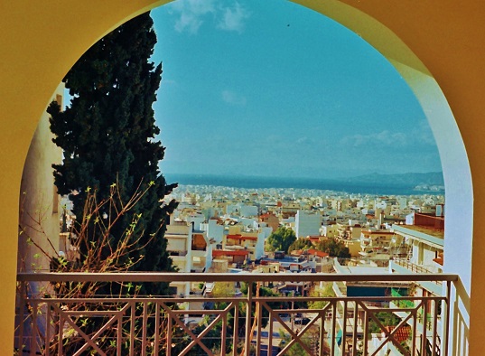 The view from the balcony of her father's home in Athens. Welcome to Greece! Her first years there were solitary and contemplative.
